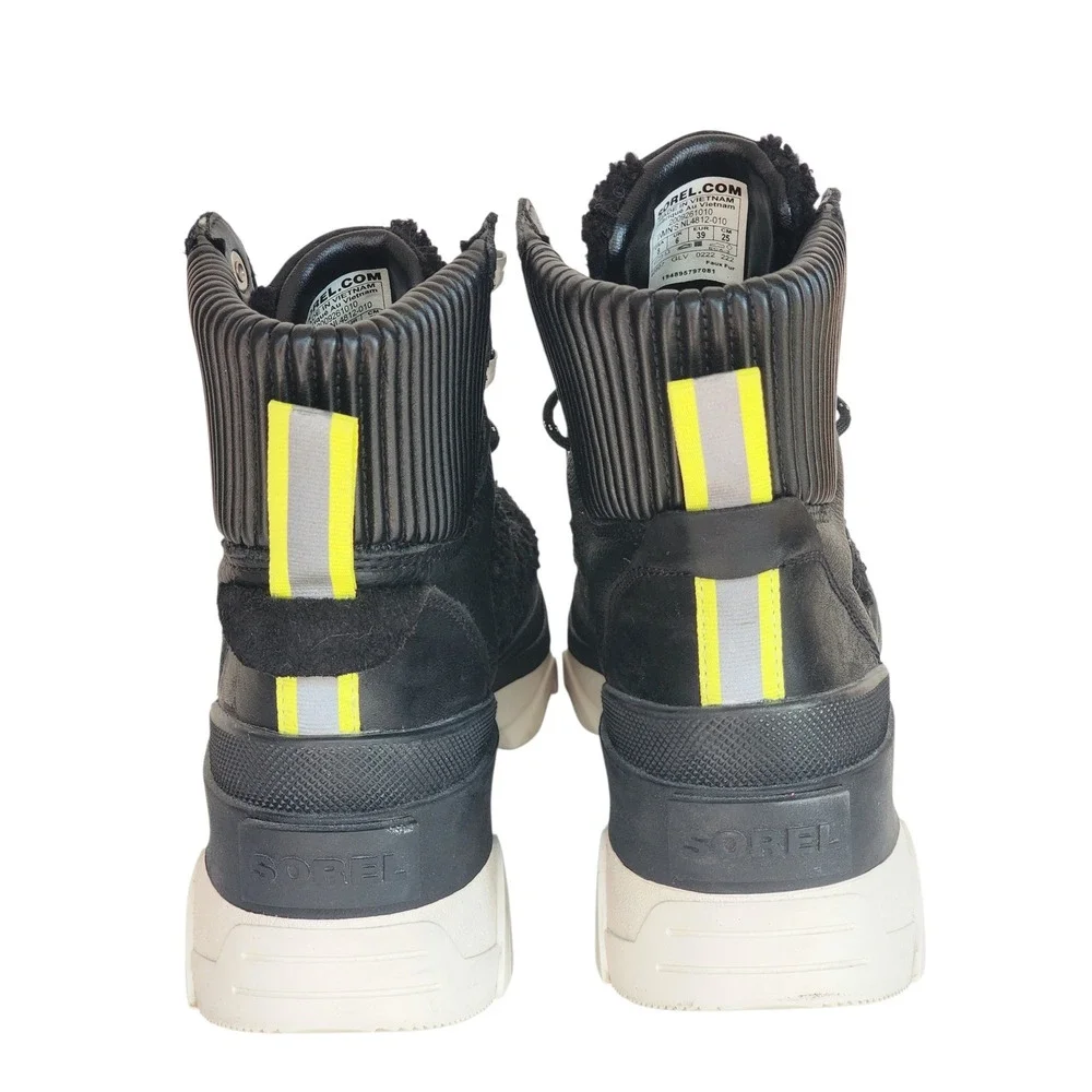 Sorel Brex Waterproof Winter Snow Boots Black Faux Shearling NL4812-010 Womens 8